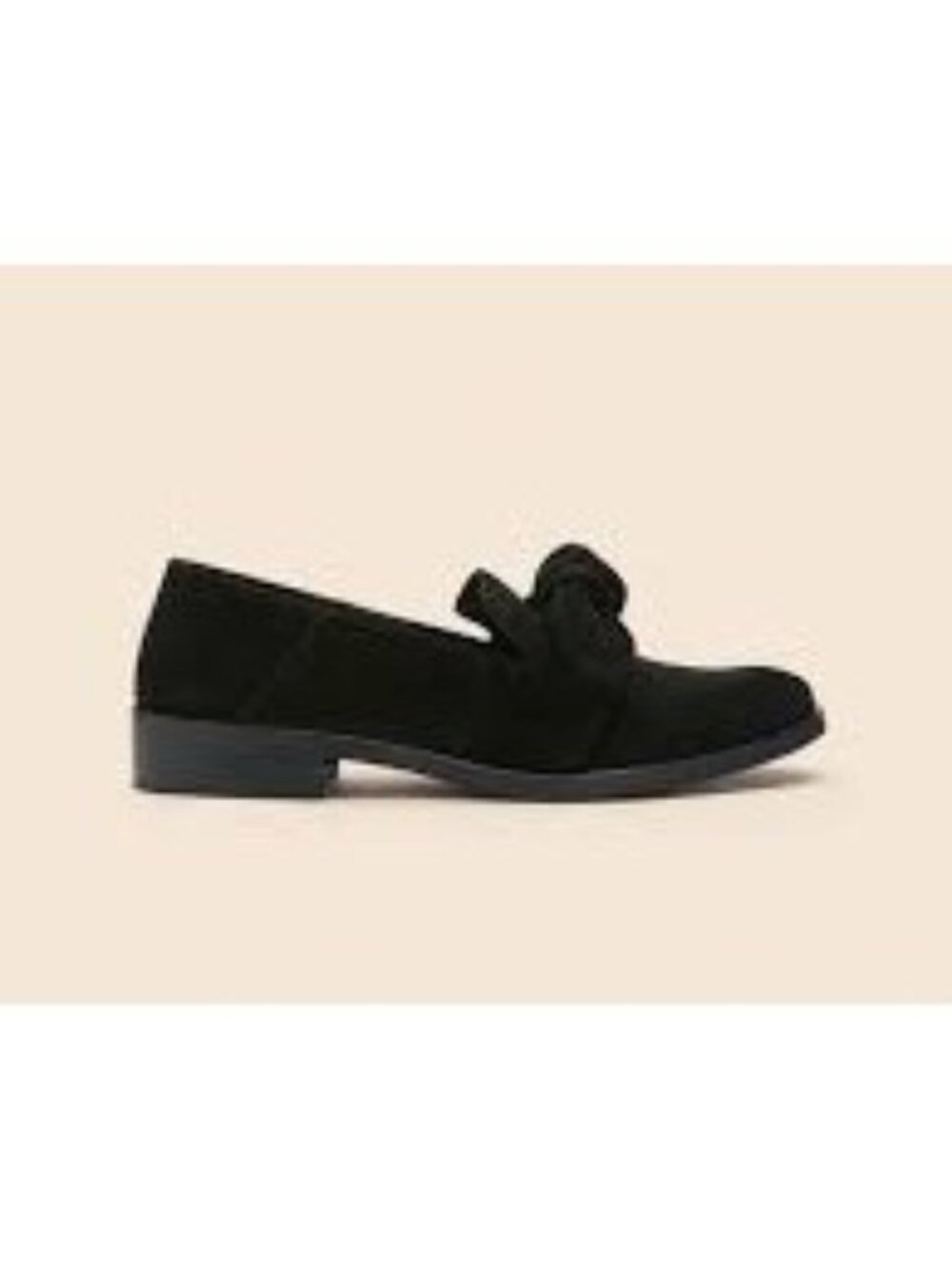 Pour La Victoire Black Suede Ruffled Loafers, Size 9.5